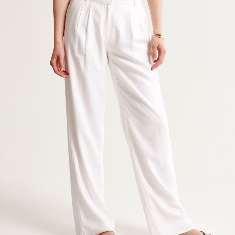 NWT Abercrombie & Fitch White Wide Leg Linen Women's Pants size 25 R or 0